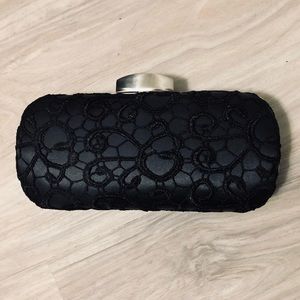 Black Embroidered Clutch
